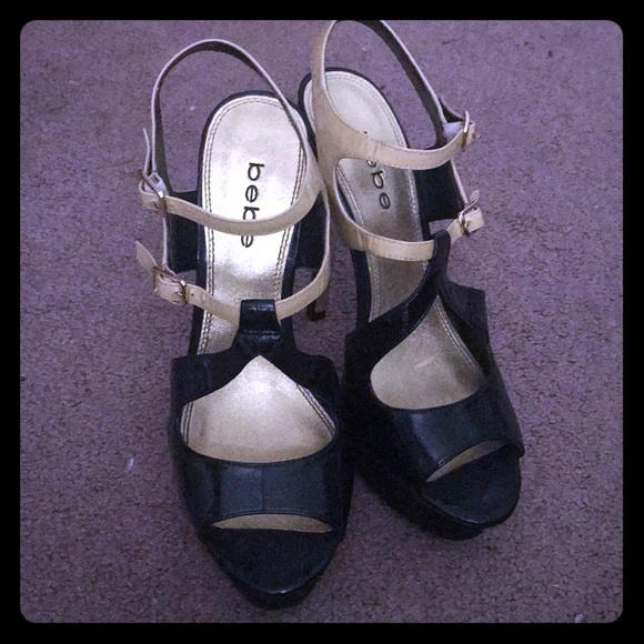 Bebe Black and Tan heels - Picture 1 of 4